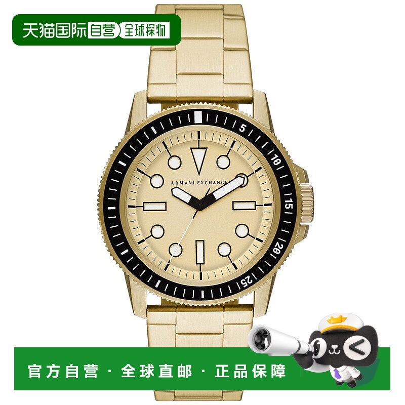 自营 Armani Exchange Leonardo金色男士手表-金色 美国奥莱直发