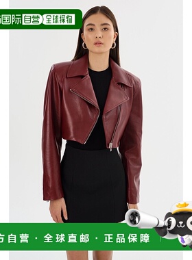 自营lamarqueDaylin | Cropped Leather Jacket - burgundy 美国