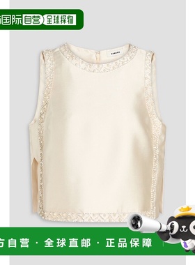1h可退 香港直邮Sandro 女士 精饰罗缎上衣 SFPTO00700ECRU背心