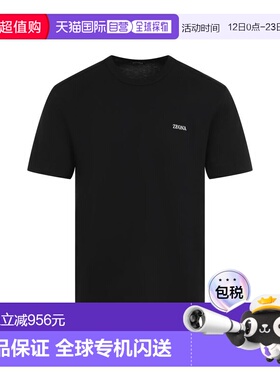 1h可退 香港直邮zegna 杰尼亚 男士 黑色棉质T恤 RE7360A5B760K09