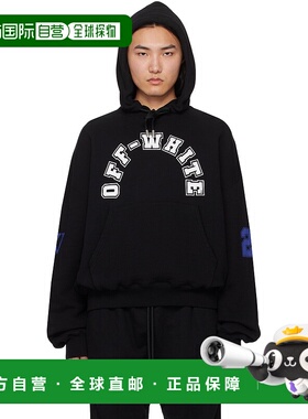 1h可退 香港直邮Off-white 男士 黑色印花连帽衫 OMBB118S24FLE00