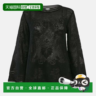 自营M Missoni Black Textured Knit Sheer Long Sleeve Top - bl