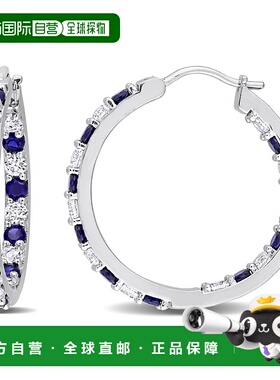 自营 mimi & max3 5/8 CT TGW 打造 925 纯银蓝色和白色蓝宝石圈