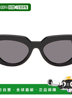 1h可退 香港直邮Gucci 古驰 女士 黑色 Geometrical 太阳镜 GG142