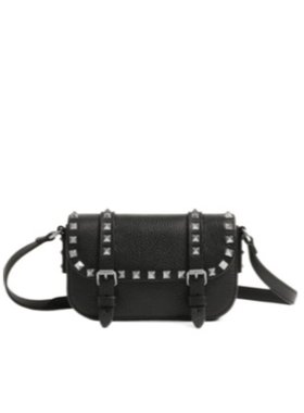 VALENTINO 男士斜挎包 YP0V05KDB0NO SS2025 黑色 翻盖单肩包