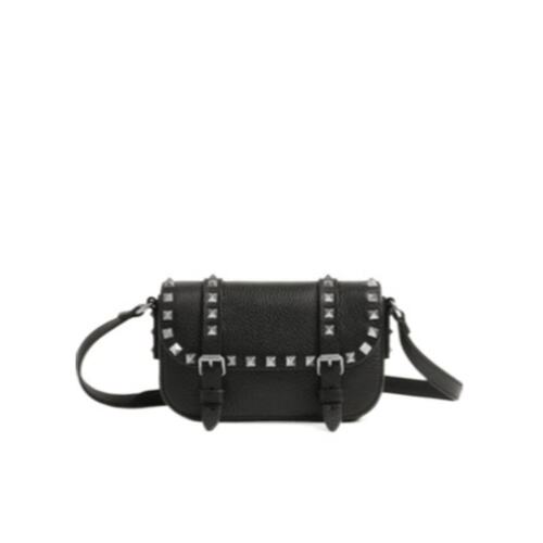 VALENTINO 男士斜挎包 YP0V05KDB0NO SS2025 黑色 翻盖单肩包