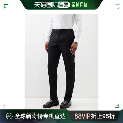 香港直邮潮奢 Thom Sweeney 男士 无前摺羊毛法兰绒裤子