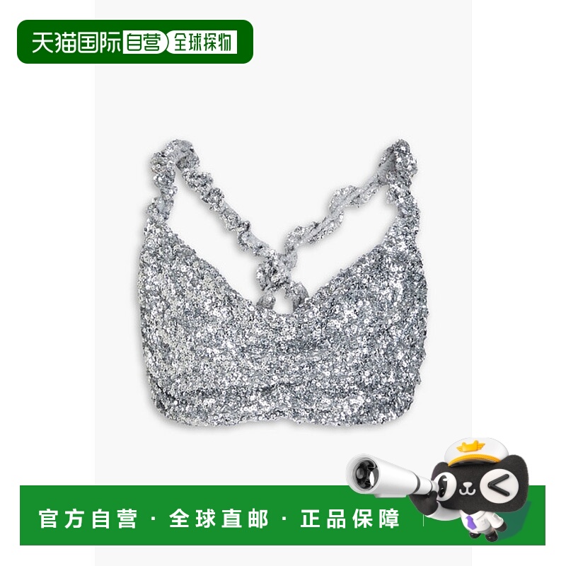 1h可退 香港直邮GANNI 甘尼 女士 短款珠片网纱上衣 F90546740018