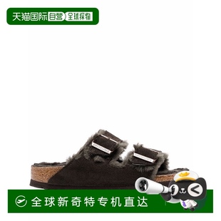 美国奥莱 黑色 自营 birkenstock亚利桑那羊毛衬里绒面双带凉鞋