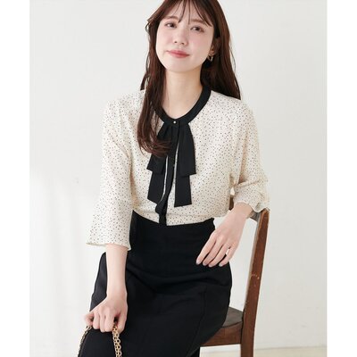 1h可退 日本直邮natural couture女装复古泡泡袖蝴蝶结衬衫 03610