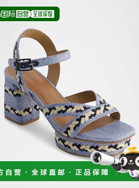 自营Bernardo Liana Sandals Blue Ankle Strap Block Heel Platf
