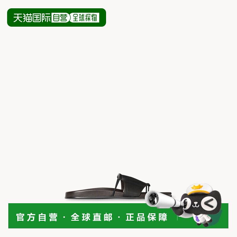 自营欧洲直邮THE ROW VIVIENNE女士黑色纳帕皮革带搭拖鞋凉鞋