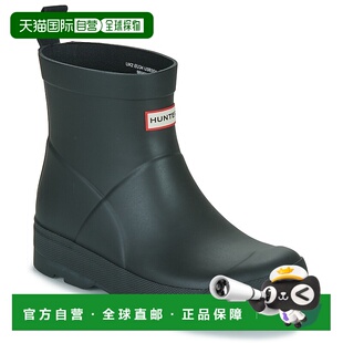 欧洲直邮hunter 儿童黑色橡胶户外防水防滑露营踩水中筒时尚雨靴