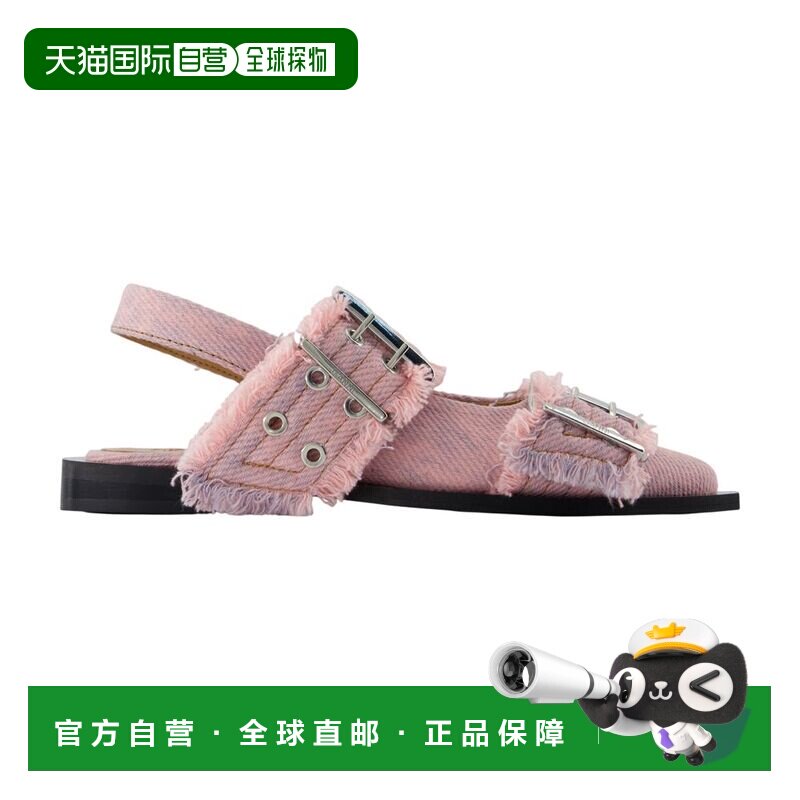 香港直邮GANNI 甘尼 女士 FEMININE 搭扣流苏平底鞋 B102009705C