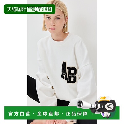 香港直邮ANINE BING 女士 Miles Letterman 米白卫衣