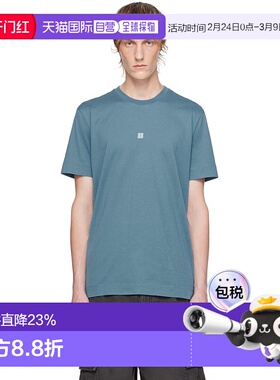 1h可退 香港直邮Givenchy 纪梵希 男士 蓝色 4G T 恤 BM716G3YCD