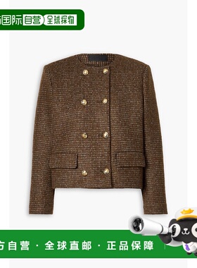 1h可退 香港直邮NILI LOTAN 女士 Melanie 短款格纹羊毛混纺夹克