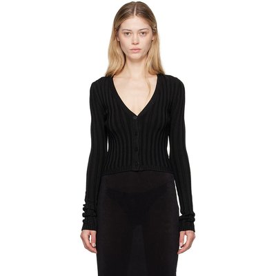 潮奢 Danielle Guizio 女士 黑色 Slinky Rib 开衫 P24108S023