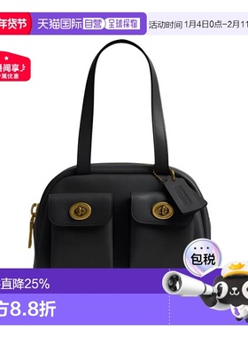 香港直邮COACH蔲驰 Twin Turnlock 20 金属五金件设计牛皮 单肩包