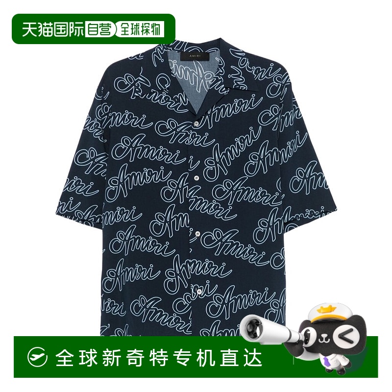 1h可退 香港直邮AMIRI 男士衬衫 AMSTCA1081MIDBL SS2025 黑色 短
