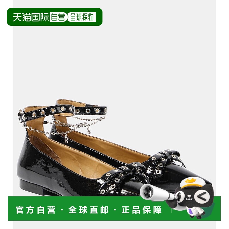 1h可退 香港直邮GANNI 甘尼 女士 孔眼宝石装饰仿皮芭蕾舞鞋