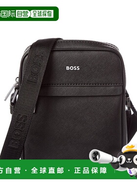 自营Hugo Boss Zair NS Zip Leather Reporter Bag - black 美国