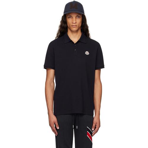 Moncler 盟可睐 男士 海军蓝贴饰 Polo 衫 J20918A0000984556
