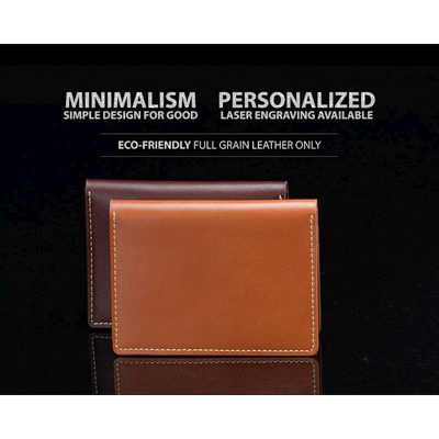 自营decent living手工制作全粒面薄皮革护照钱包 - 棕褐色 - 棕