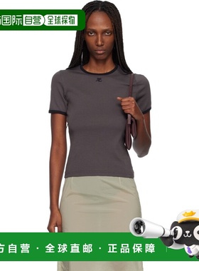 1h可退 香港直邮Courreges 女士 灰色 Signature Contrast T 恤 1