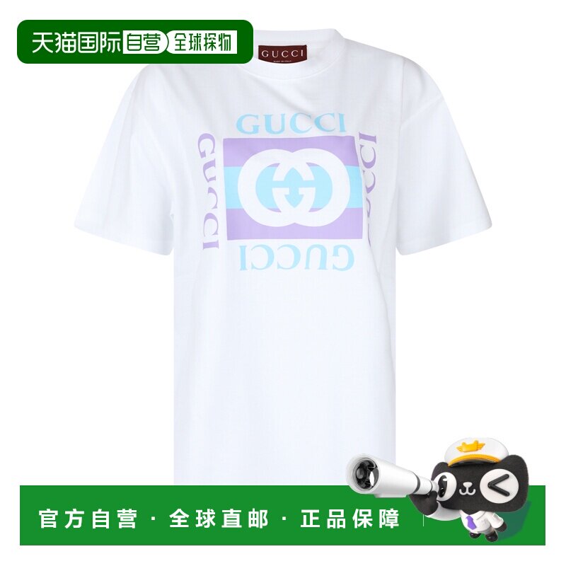 香港直邮GUCCI 女士T恤 837959XJHG99081 AW2025 白色 短袖T恤