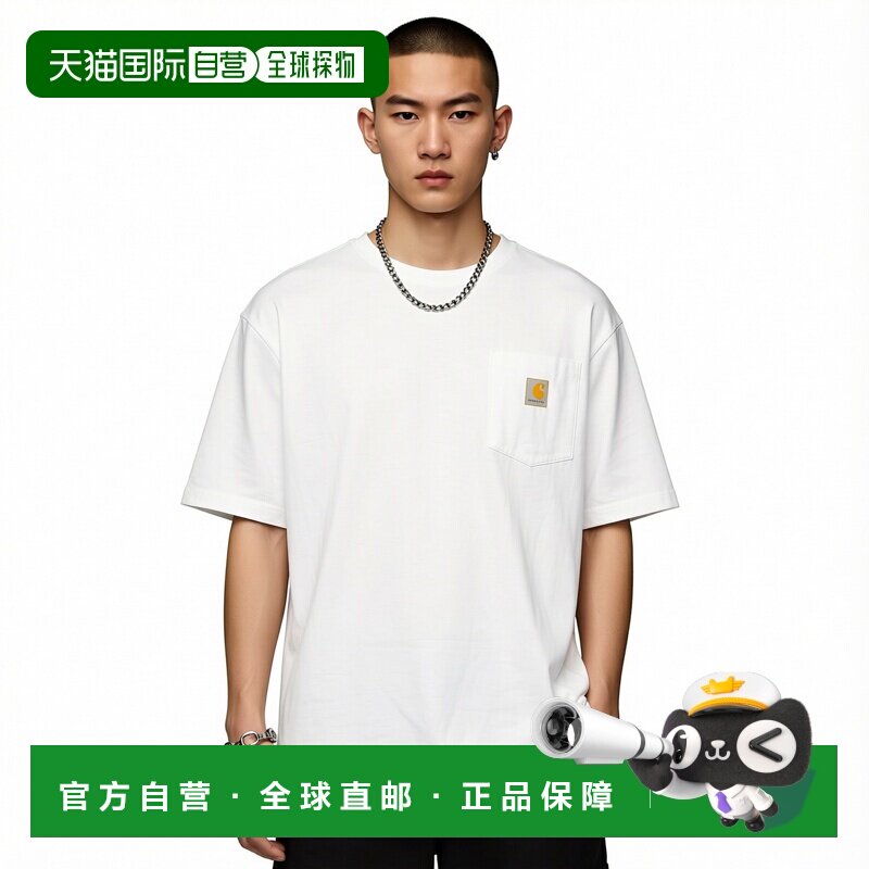 日本直邮Carhartt 男女同款 重磅棉质宽松短袖T恤 胸前口袋C标设