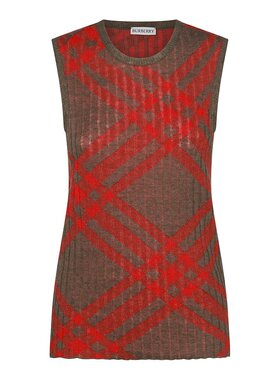 BURBERRY 女士马甲 8093576-0 AW2024 绿色 Brown And Red Top