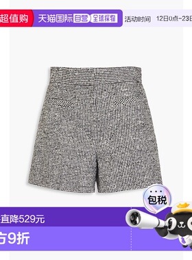 1h可退 香港直邮Sandro 女士 千鸟格羊毛混纺花呢短裤 SFPSH00353