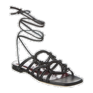 自营 STAUD Adeline 系带皮革凉鞋 - 黑色 美国奥莱直发