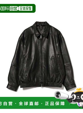 日本直邮beams SS24 翻领拉链长袖休闲皮衣 男女同款 黑色新款