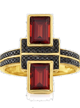 自营ross-simons罗斯-西蒙斯勃艮第石榴石和 . 18kt 金黑色尖晶石