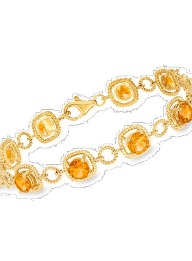 自营 Ross-Simons 黄水晶线状 18 克拉金镀在纯银上手链 - 8 英寸