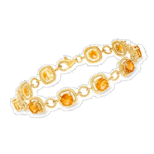 自营 Ross-Simons 黄水晶线状 18 克拉金镀在纯银上手链 - 8 英寸