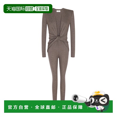 香港直邮Saint Laurent 羊毛针织 V 领紧身连体裤 696300Y5F26