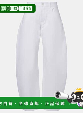 1h可退 香港直邮Alaia 女士 barrel-leg 中腰牛仔裤 white白色 舒