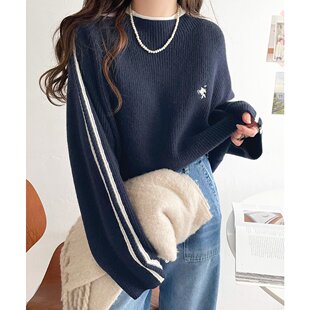 Classical Elf 女士秋冬刺绣条纹针织衫 ce1050239