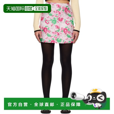 1h可退 香港直邮潮奢 GANNI 甘尼 女士 银色 & 粉色 Floral 短裙