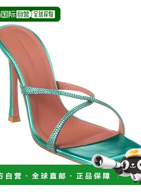 自营 AMINA MUADDI Adriana Crystal 105 皮革凉鞋 - 蓝色 美国奥