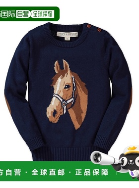 自营Hope & Henry Horse Intarsia Sweater - navy 美国奥莱直发