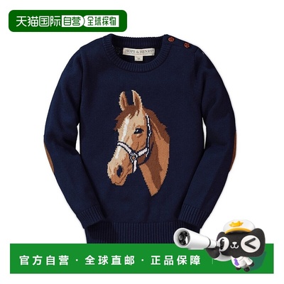 自营Hope & Henry Horse Intarsia Sweater - navy 美国奥莱直发
