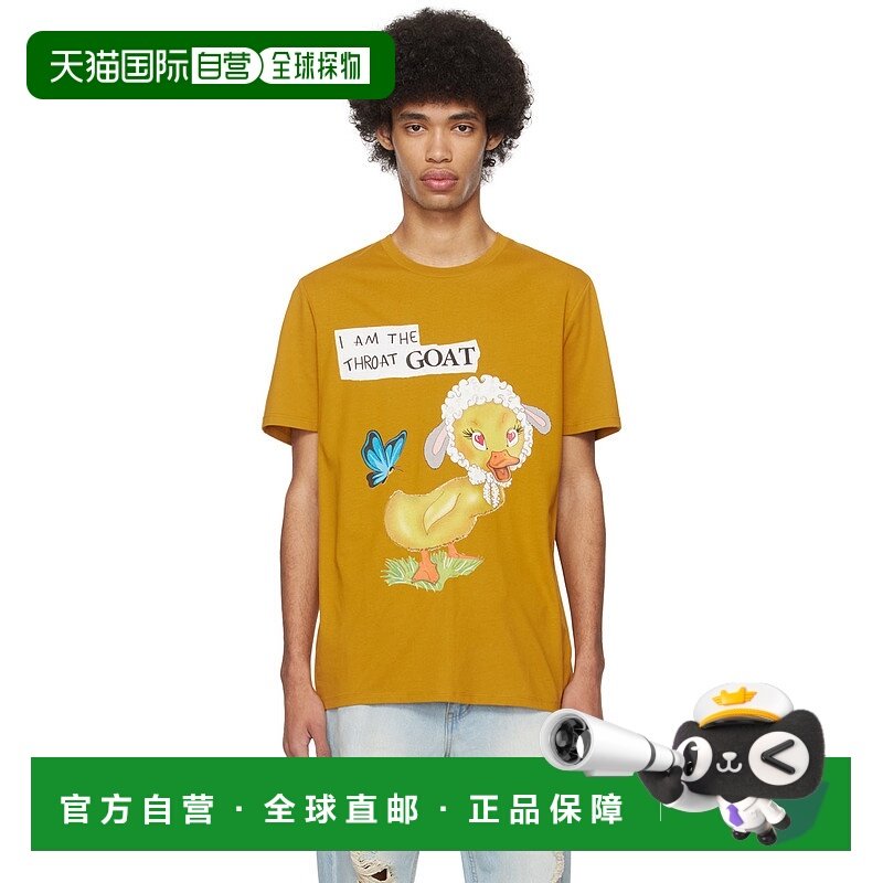 1h可退 香港直邮潮奢 EGONLAB. 男士 黄色 Goat T 恤 SS24TE001E