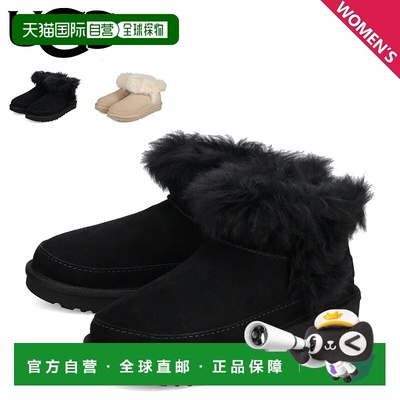 日本直邮UGG 女士经典迷你 Chalet 羊皮短靴黑色/米色1173832