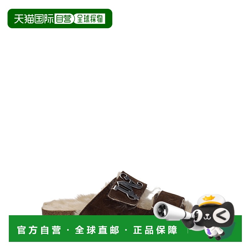 自营 Palm Angels Leather Women's Slipper - brown 美国奥莱直
