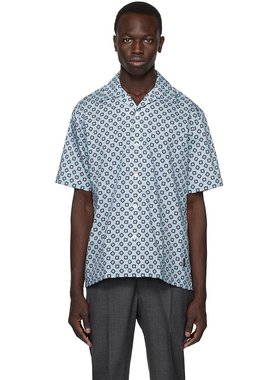 潮奢 Dunhill 登喜路 男士 蓝色 Gasket Print 衬衫 DU23RG106DD