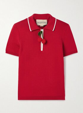 潮奢 Valentino 华伦天奴 女士 红色棉质Polo衫 7B3KC65F9EQ